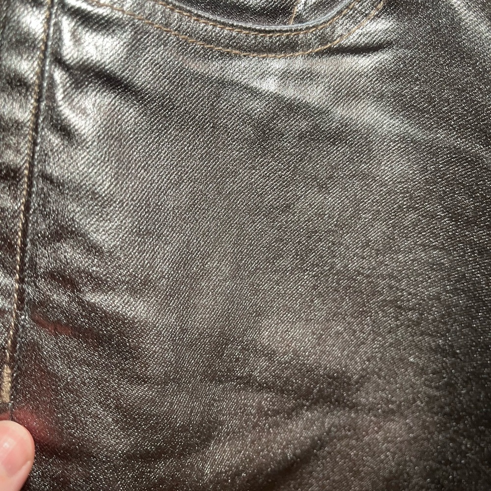 Anthropologie Intropia Metallic Silver Skinny Jeans NWT Sz 10 - Picture 3 of 7